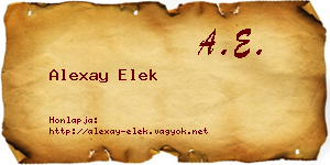 Alexay Elek névjegykártya